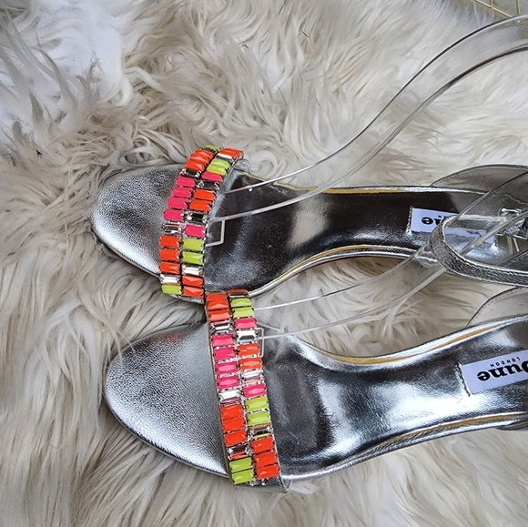Dune Gladiator Neon Ankle Strap foil sandals 10‎ NWD - Picture 12 of 12
